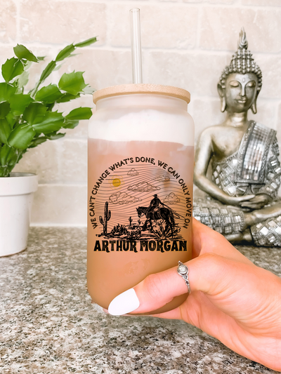 Arthur Morgan 16 oz Glass Mug Tumbler, Gamer Gifts for Her, Rdr2 Video Game Mug, Video Game Lover Tumbler, Red Dead Redemption 2 Mug