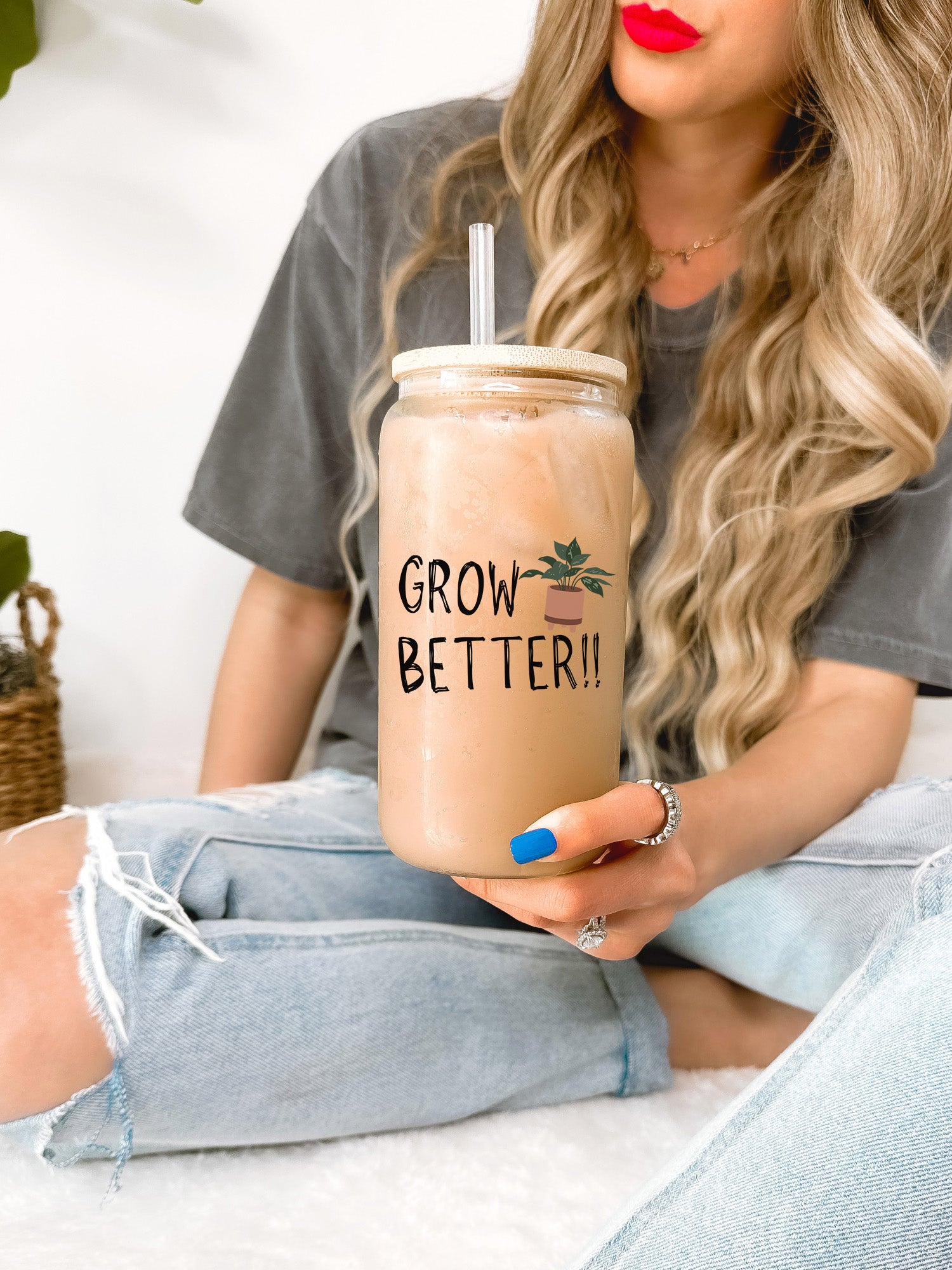 Good Omens Grow Better Travel Mug with handle, Funny Gift for Bookish, Fandom Coffee Cup, Good Omens Mug, Gift for Book Lovers, Plant Lover Gift Ideas
