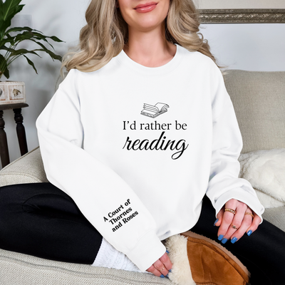 Personalized Bookish Sweatshirt, I'd Rather Be Reading, Custom Book Title Sweatshirt, Reader Shirt, Book Lover, Bookworm, Bookish Sweater