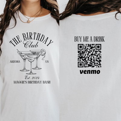 Personalized Birthday Shirt, The Birthday Club Custom Venmo Code Shirts Buy Me A Drink, Birthday Crew T Shirts, Birthday Trip Shirts