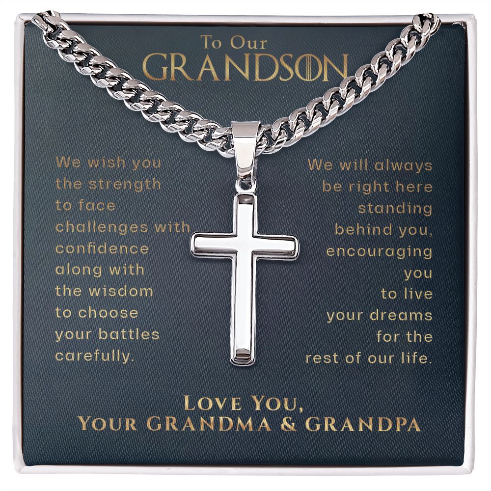 Personalized To our Grandson Cross Necklace, Grandson Gift, Grandson Graduation, Grandson Birthday