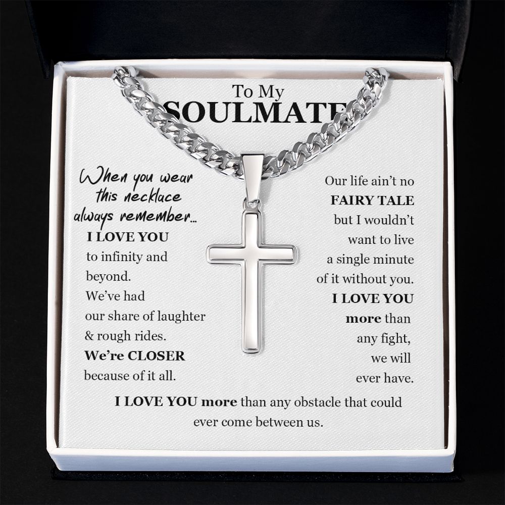 Personalized To My Soulmate Cross Necklace, Anniversary Gift, Boyfriend Gift, Soulmate Gift, Promise Necklace