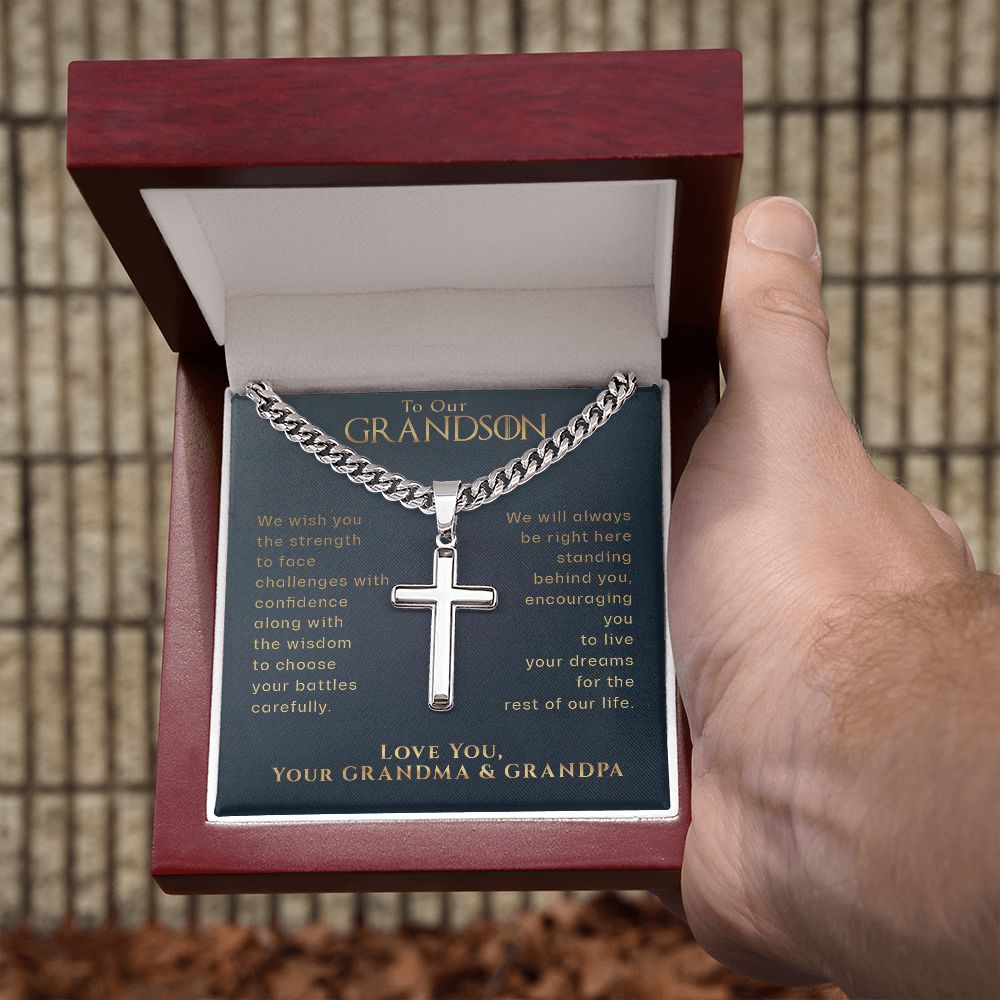 Personalized To our Grandson Cross Necklace, Grandson Gift, Grandson Graduation, Grandson Birthday
