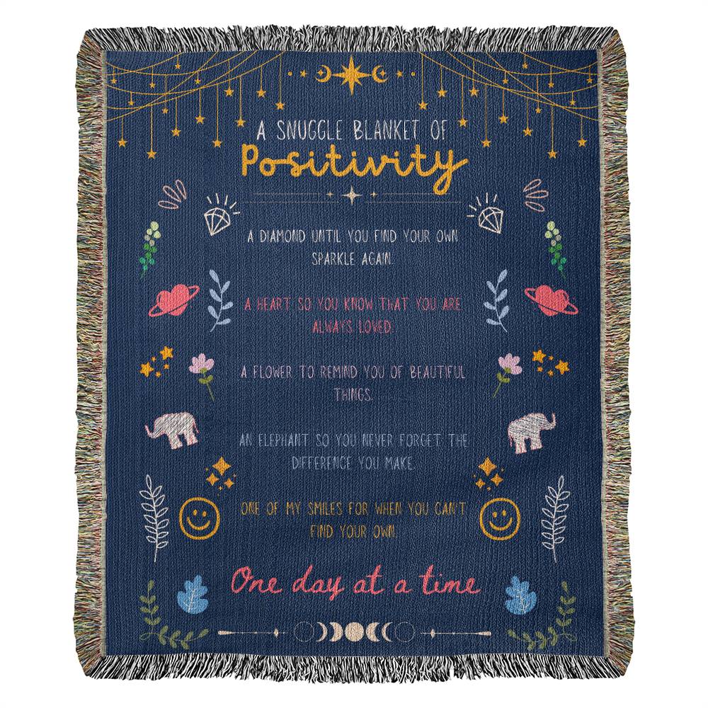 A Snuggle Blanket of Positivity Woven Blanket, Inspirational Gift for Her, Encouragement Gift Ideas for Best Friend, Motivational Gifts
