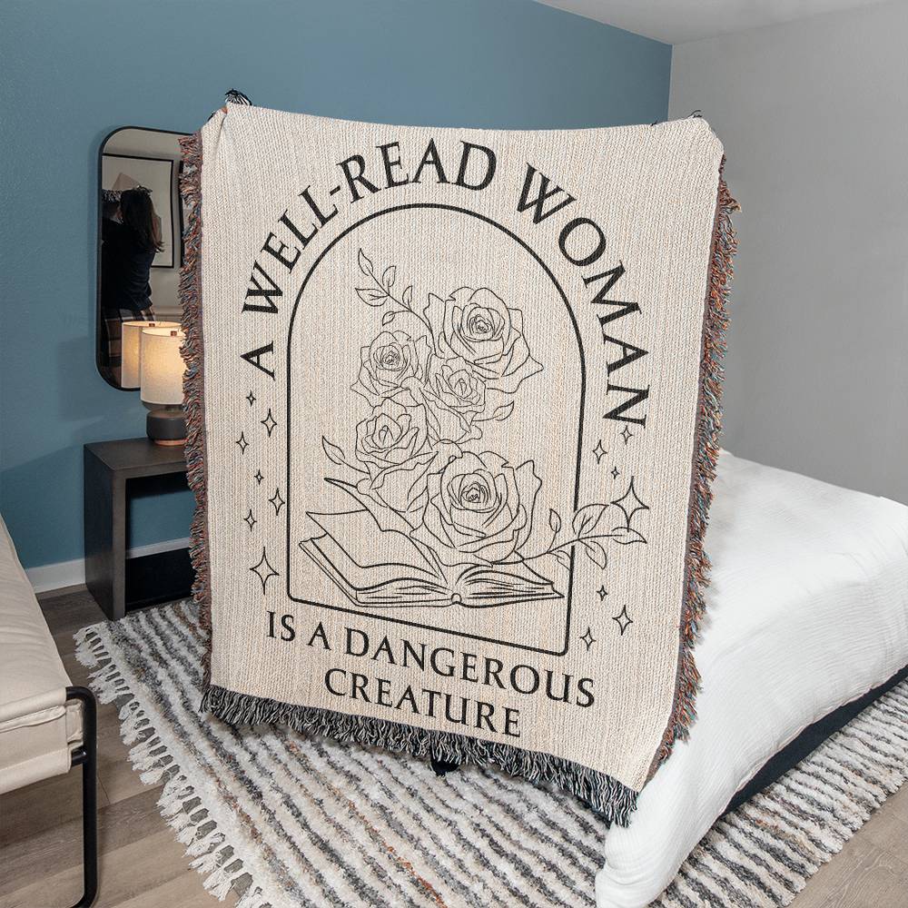 A Well Read Woman Bookish Blanket, Birthday Gift for Teacher, Librarian Blanket, Gift for Readers, Book Lover Gift for Her, Book Blanket