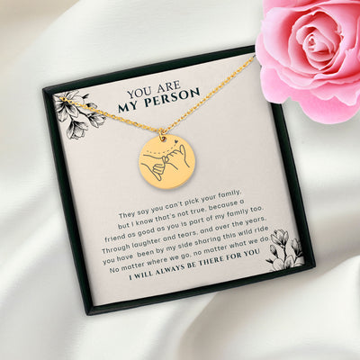 Personalized PINKY PROMISE Necklace, Best Friends Necklace, Sister Necklace, BFF Necklace, You Are My Person, Hand Gesture Necklace