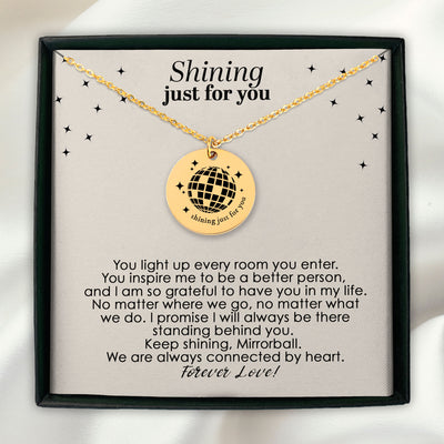 Personalized Shining Just For You Mirrorbal Necklace, Folklore Inspirational Necklace, BFF, Sister, Niece necklace