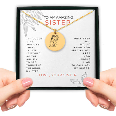 Personalized Sister Portrait Necklace, Custom Portrait Sister Necklace, Sister Necklace