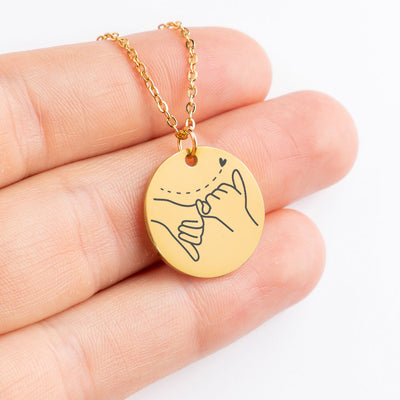 Personalized PINKY PROMISE Necklace, Best Friends Necklace, Sister Necklace, BFF Necklace, You Are My Person, Hand Gesture Necklace