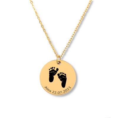 First Born Baby Feet Print Necklace