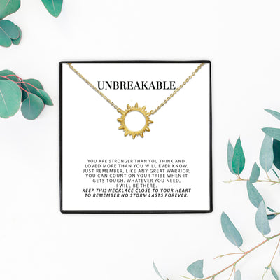 Unbreakable Motivation Sun Necklace, Sun Jewelry for Women, Care Package, Minimalist Sun Pendant, Encouragement Gift for Her