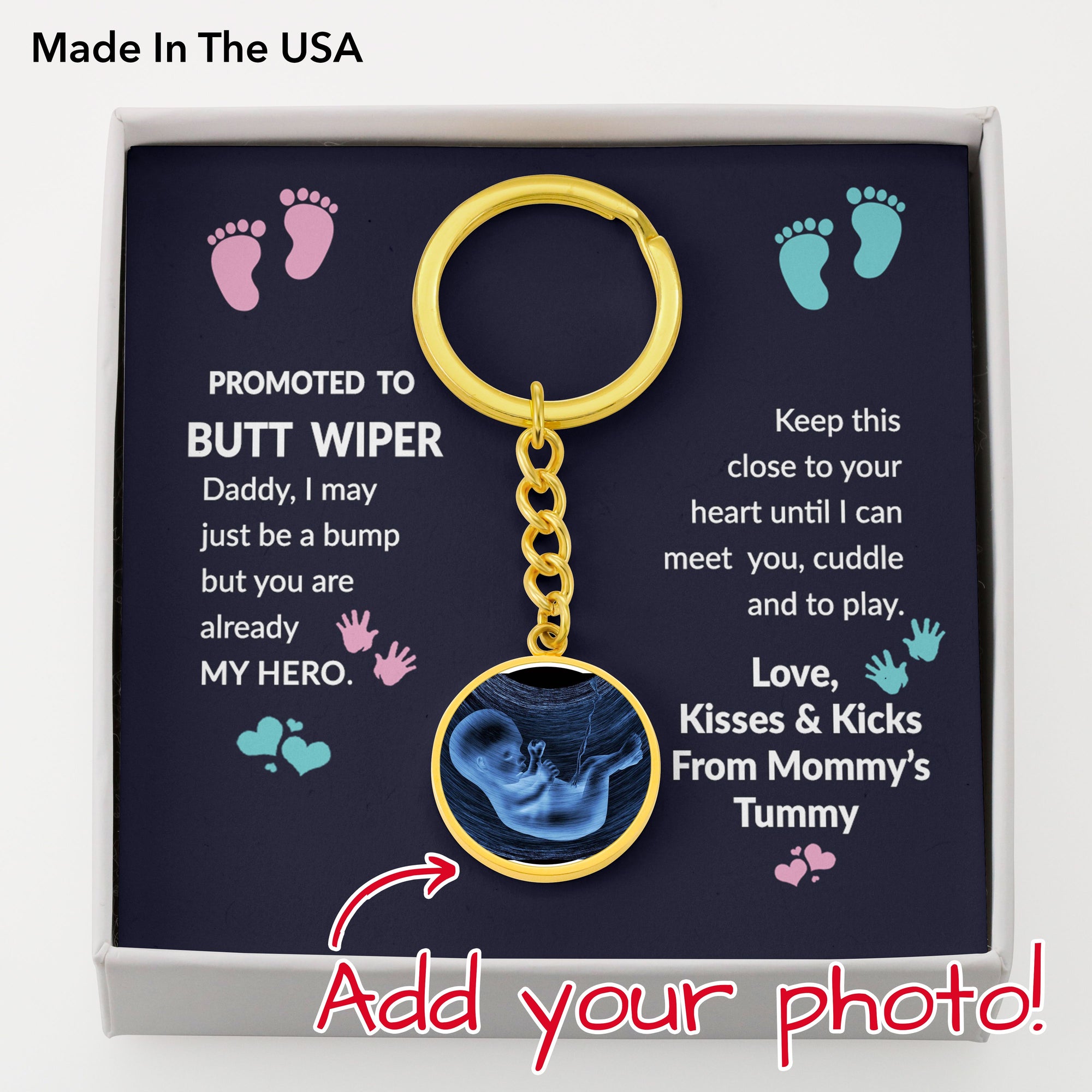 Promoted to Butt Wiper You Are My Hero Sonogram Keepsake Keychain Gift From Baby Bump |  First Father's Day |  Daddy To be Gift