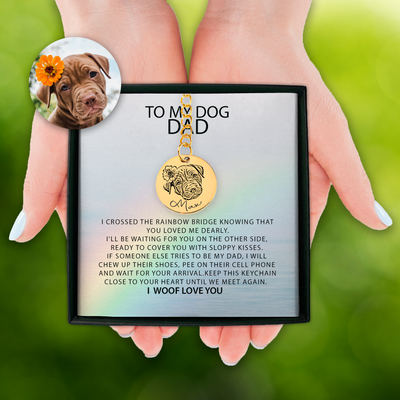 To My Dog Dad Pet Portrait Keychain, Dog Memorial Keychain, Dog Dad Custom Pet Loss Gift, Personalized Pet Keychain