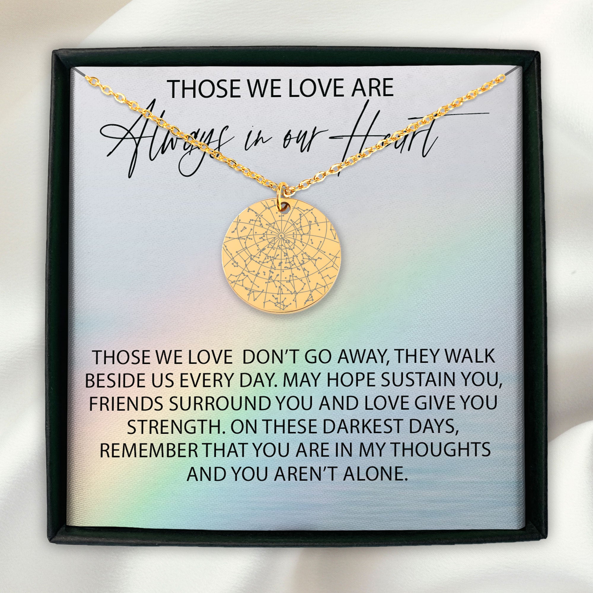 You Are In My Thoughts And You Aren't Alone Personalized Memorial Star Map Necklace | Jewelry Bereavement Gift | Loss Of A Loved One Memorial Gift