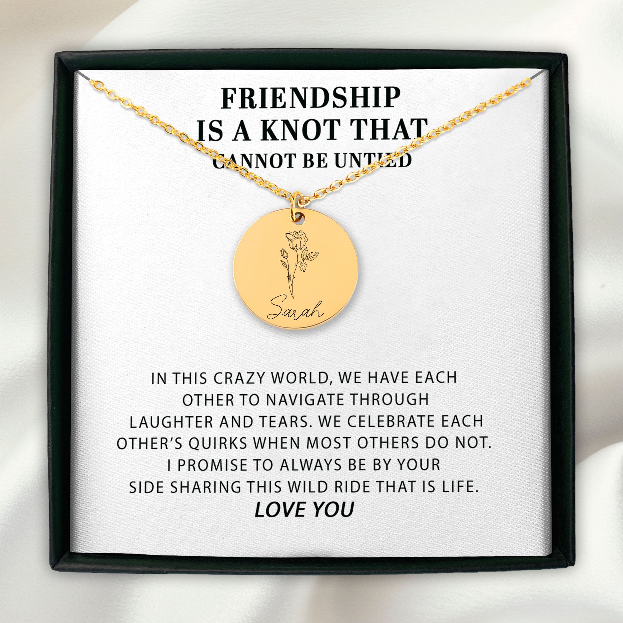 Friendship Is A Knot That Cannot Be Untied Personalized Friendship Birth Flower Necklace | Soul Sister Gift | Long Distance Friendship Jewelry | Best Friend Appreciation Gift