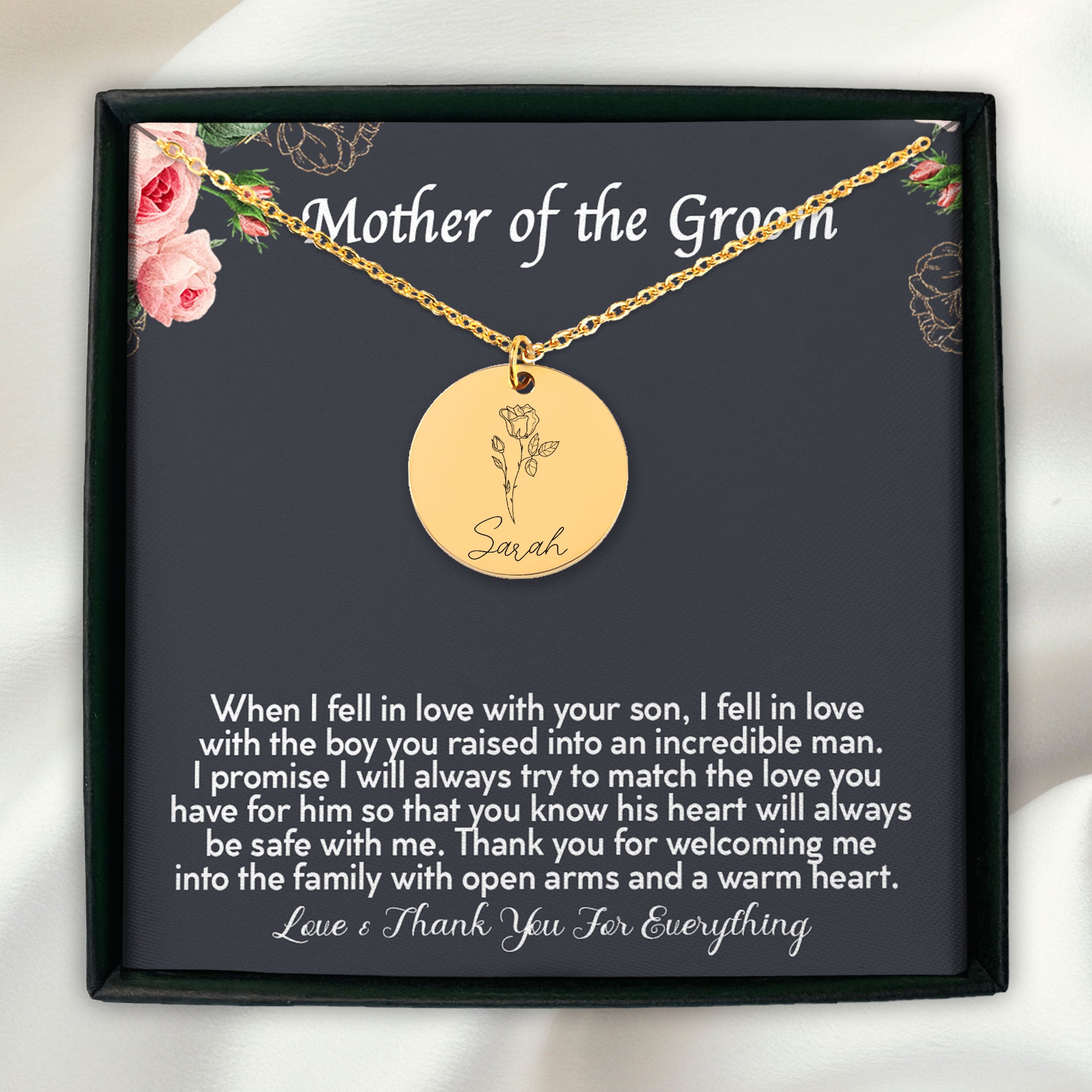 Mother Of The Groom Personalized Friendship Birth Flower Necklace | Future Mother-In-Law Gift | Mother Of The Groom Gift