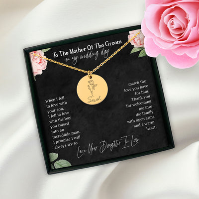 To The Mother Of The Groom Personalized Gift Birth Flower Necklace | Gift from Bride Mother of the Groom Necklace | Gift for Mother in Lawecklace