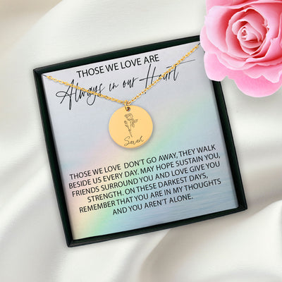 You Aren't Alone Personalized Memorial Birth Flower Necklace | Jewelry Bereavement Gift | Loss Of A Loved One Memorial Gift