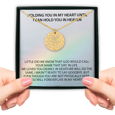 Holding You In My Heart Personalized Memorial Star Map Necklace | Jewelry Bereavement Gift | Loss Of A Loved One Memorial Gift