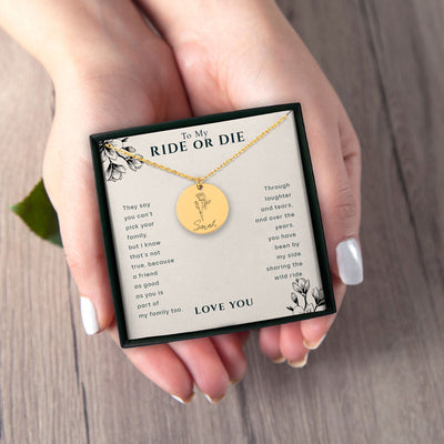 You've Been By My Side Sharing A Wild Ride Personalized Friendship Birth Flower Necklace | Ride Or Die Gift | Long Distance Friendship Jewelry | Best Friend Appreciation Gift