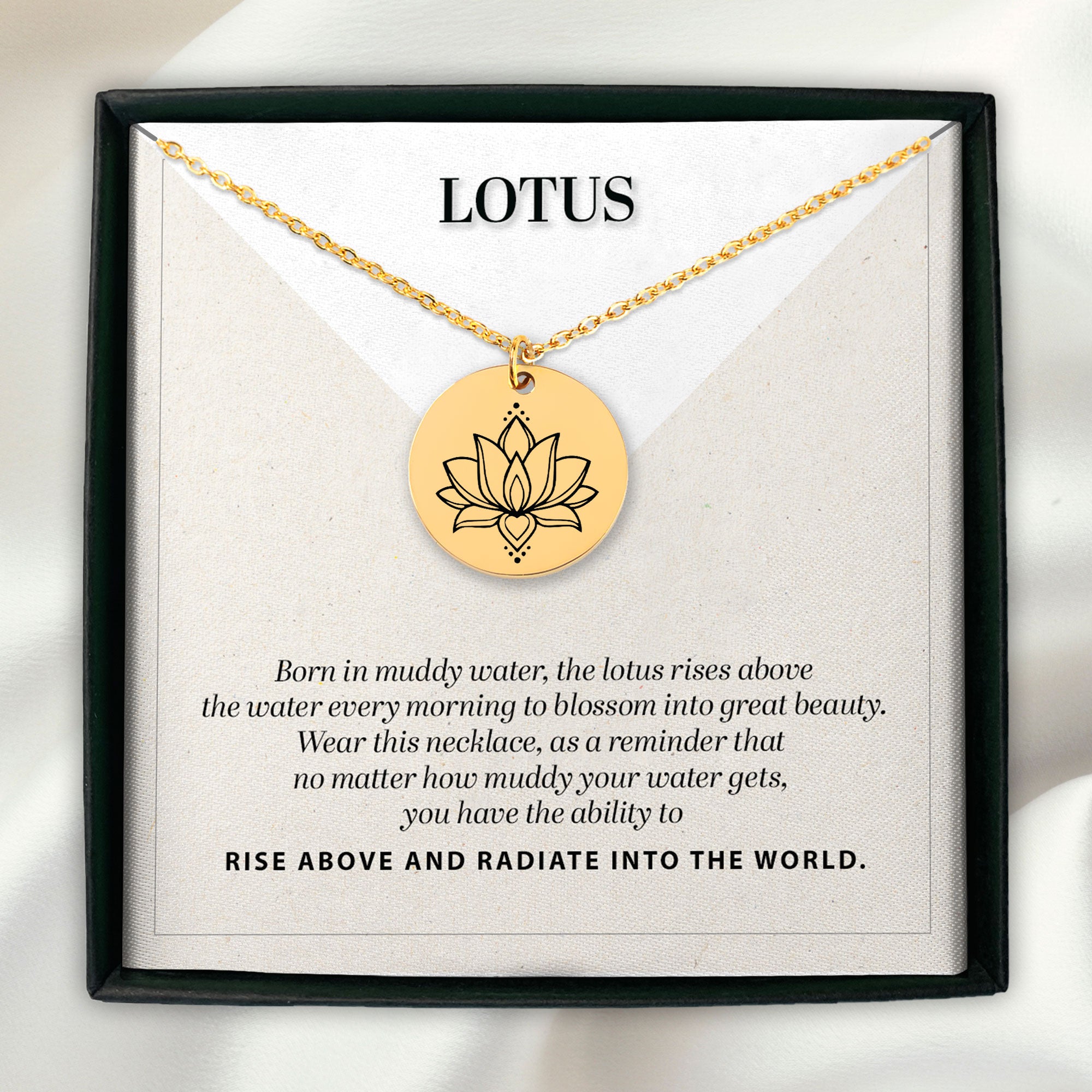 Personalized Lotus Necklace, Encouragement Motivational Gift, Personalized Gift For Her, Sacred Lotus Pendant, Lotus Necklace with Gift Box