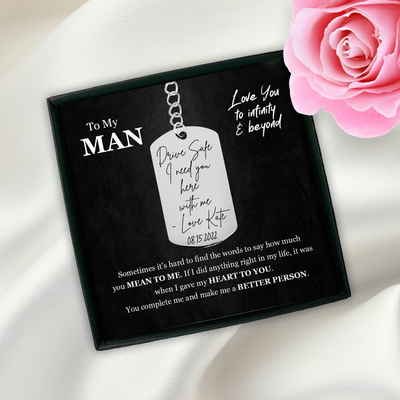 Handwritten Husband, Boyfriend Message Tag Keychain, Personalized Keychain For My Man, Gift Meaningful Romantic Birthday Gifts for Him