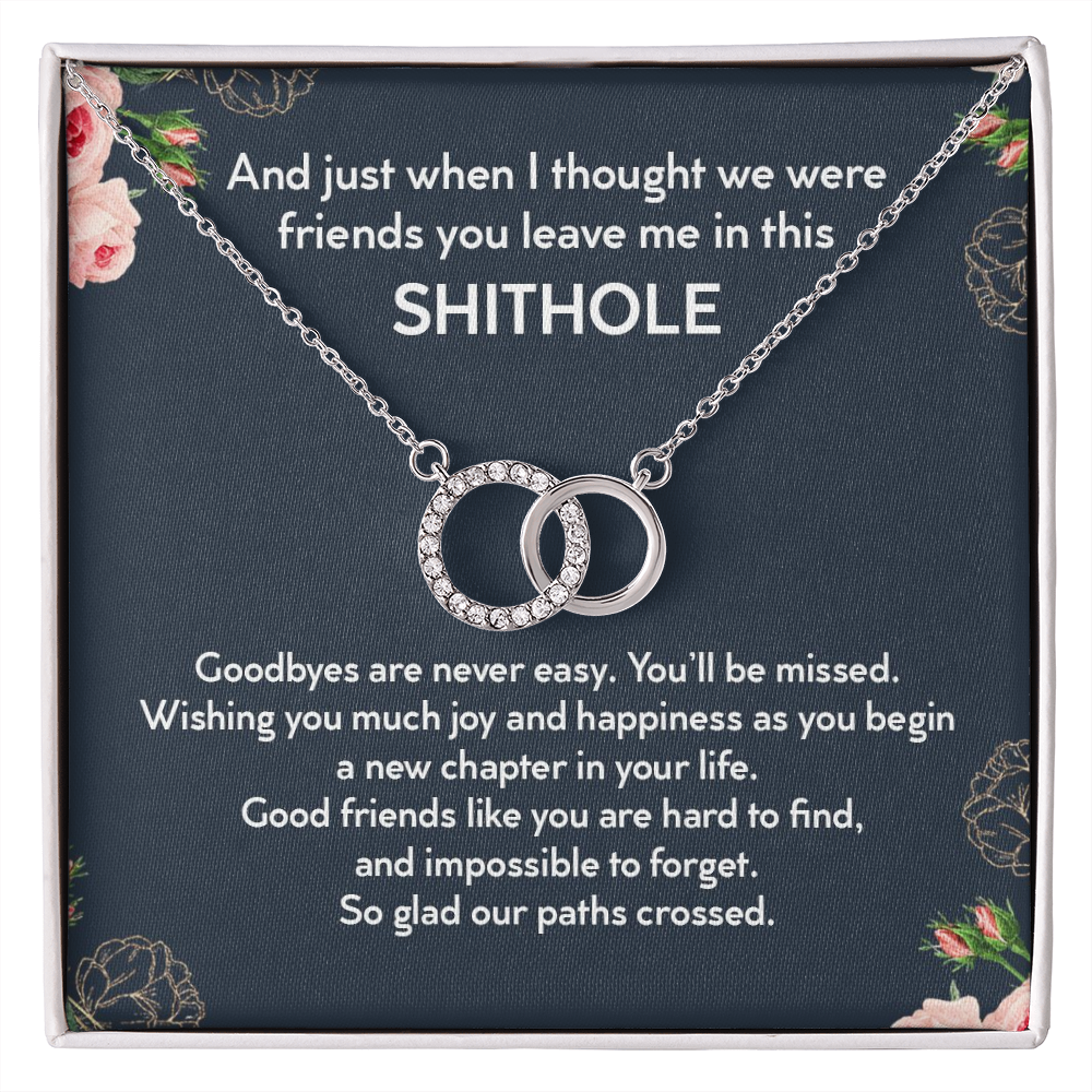And Just When I Thought We Were Friends You Leave Me In This Shithole Interlocking Hearts Necklace | Farewell Gift for Coworker, Best Friend
