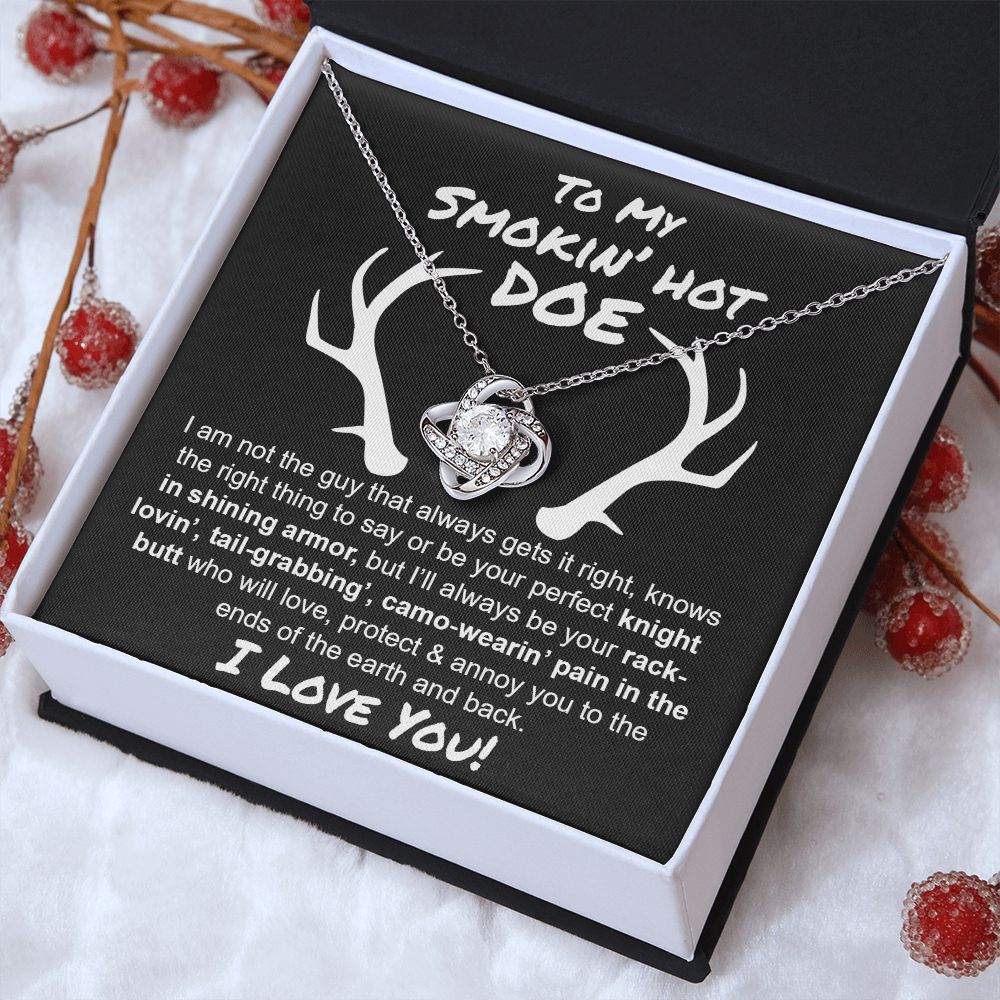 To My Smokin Hot Doe Love Knot Necklace | Hunting Couple Jewelry Gift