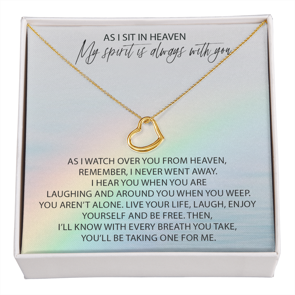 As I Sit In Heaven New Heart Pendant Remembrance Necklace | Sympathy Loss Of A Loved One | Bereavement Gift | Memorial Of A Loved One