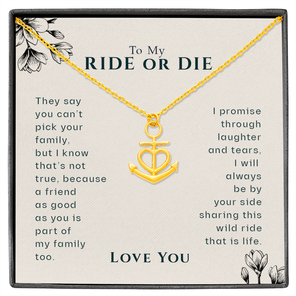 To My Ride Or Die Best Friend Anchor Necklace | Best Friend Birthday Gifts, Best Friend Gift