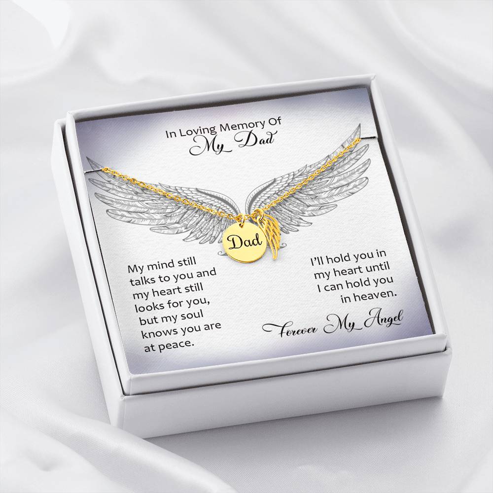 In Loving Memory Of My Dad Angel Necklace | DAD Memorial Necklace, A Piece of My Heart is in Heaven, Loss of Father, In Memory of Dad