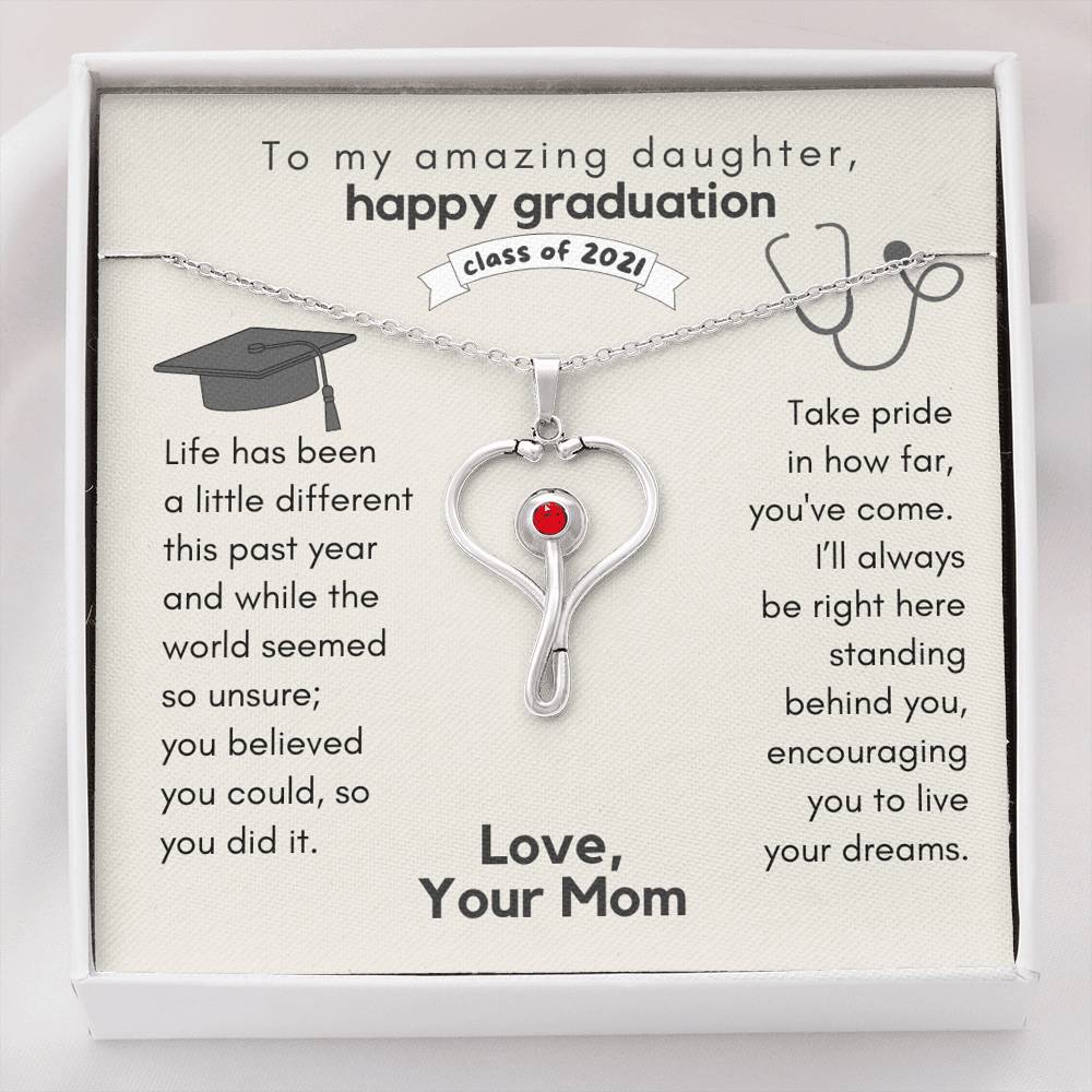 To My Daughter, Nurse Graduation Stethoscope Necklace, Gift for Nursing Graduation, Nurse Gift for Graduation, Nursing Student Gift