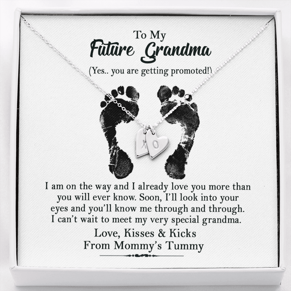 Personalized To my Future Grandma Sweetest Hearts Necklace | Pregnancy Reveal Gift for New Grandma | Grandma Pregnancy Reveal