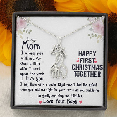 To New Mom From Baby Happy First Christmas Together Giraffe Necklace | New Mom, First Time Mom Gift, New Mom Gift Jewelry, Gift for New Mom Necklace,