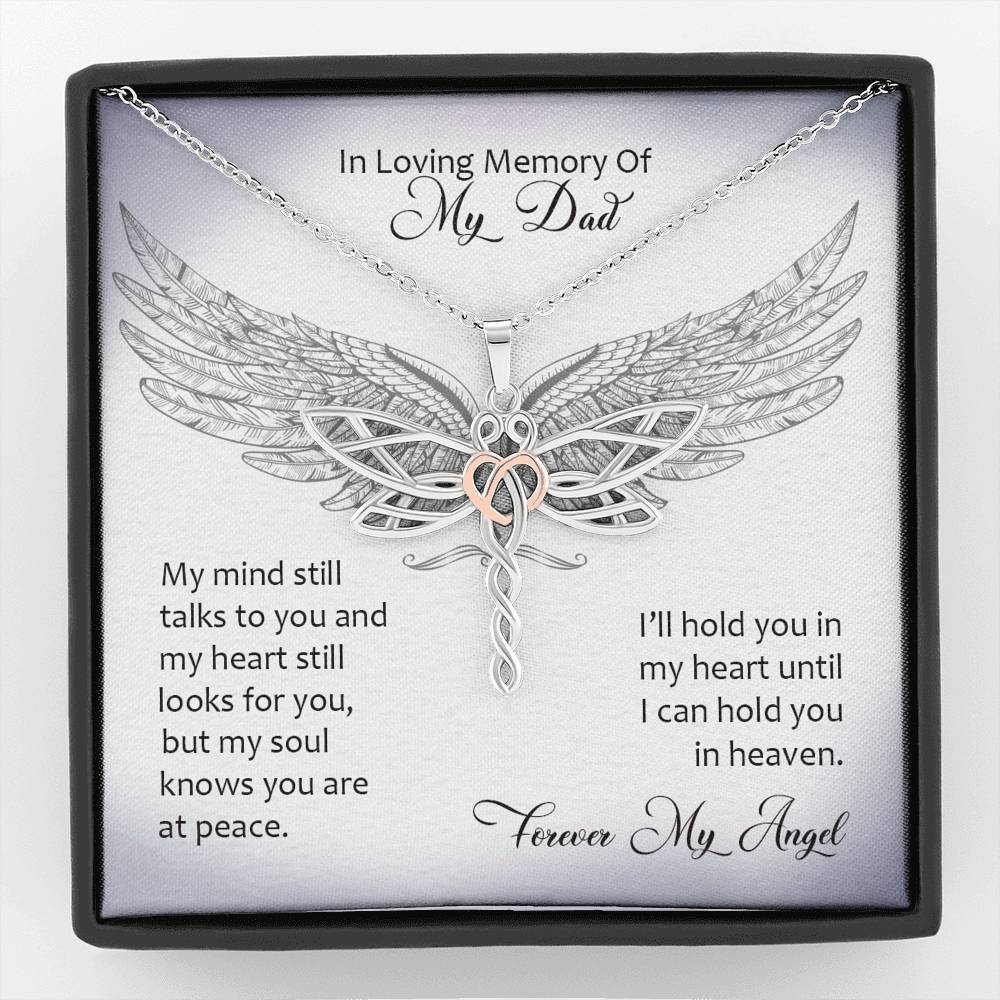In Loving Memory Of My Dad Dragonfly Necklace | Condolence Gift Loss Of A Father | Sympathy Gift Loss Of Father | Bereavement Gift Dad | Loss Of Dad Gift