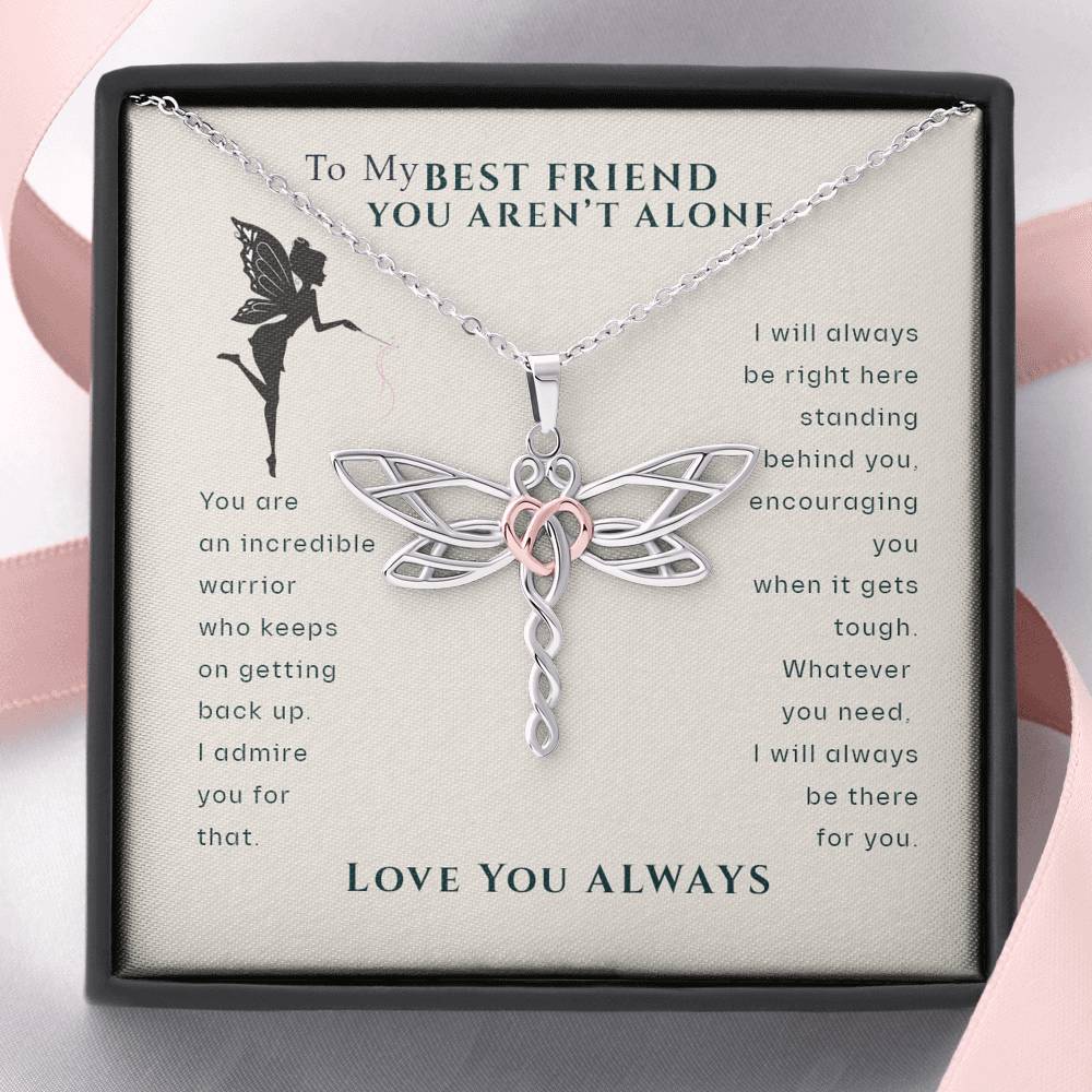 To My Best Friend, You Aren't Alone Cancer Support Necklace | Surgery, Cancer Patient, Sick Friend Gift, Care Package