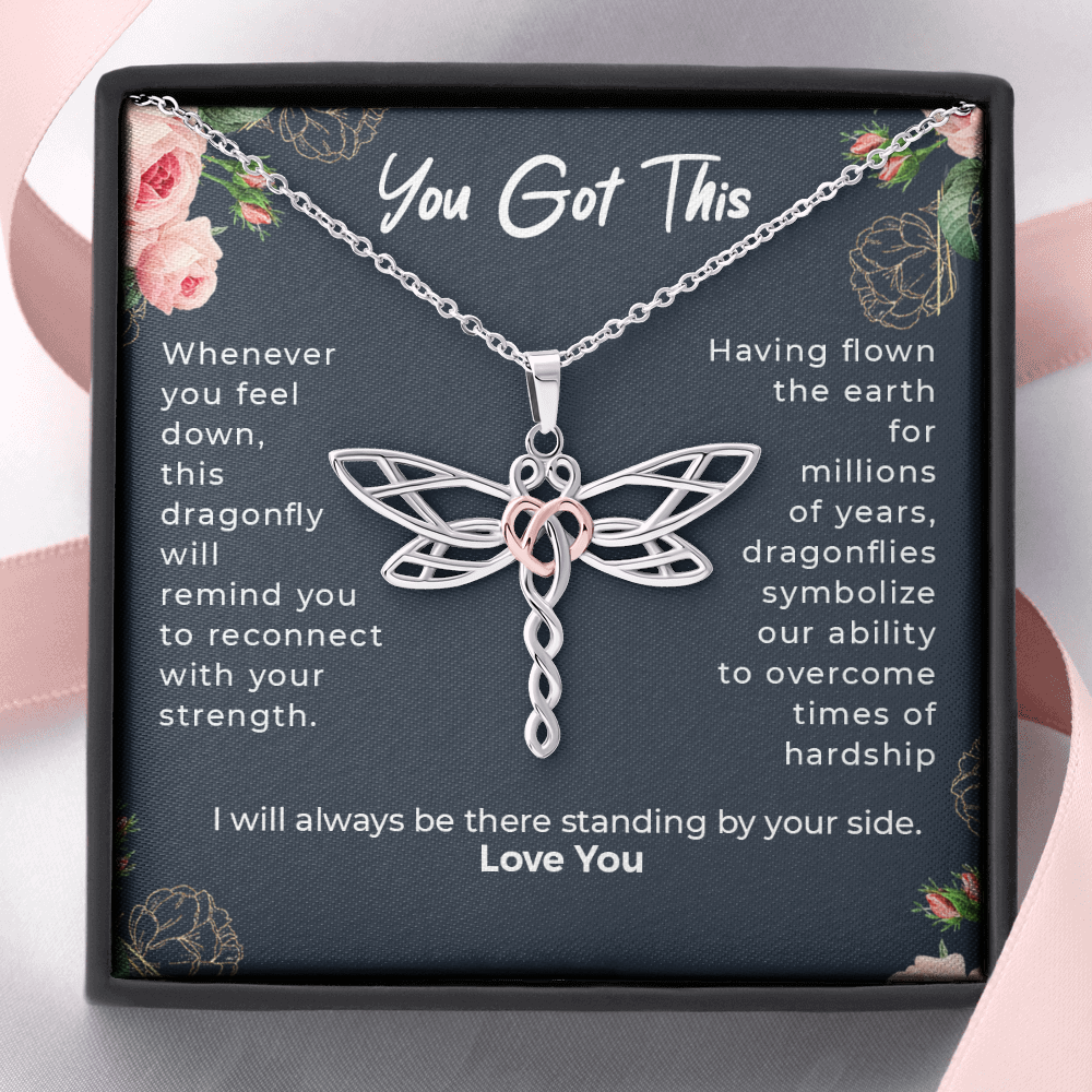You Got This Dragonfly Necklace | Support, Tough Time Gift for Woman | Friends Divorce | Recovery Gift | Encouragement Gift