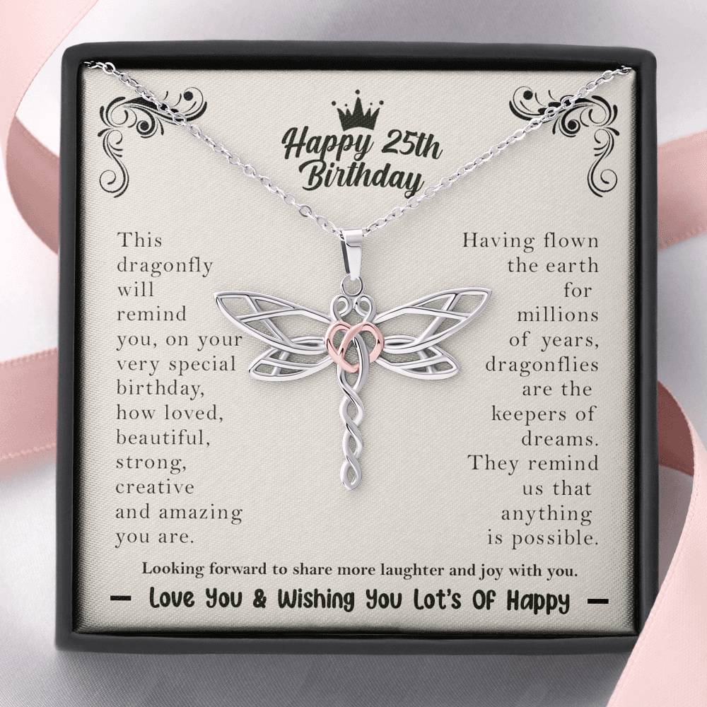 25th birthday dragonfly necklace | Happy 25th Birthday Gift for her |  For your best friend, daughter, sister, niece, cousin, on her 25th birthday