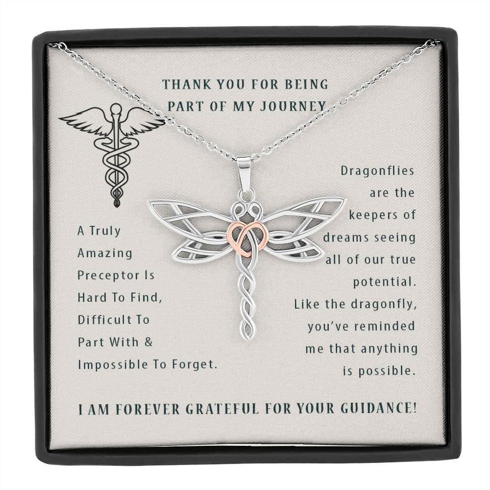 Thank You For Being Part Of My Journey Dragonfly Necklace |  Preceptor Thank You Gift |  A Truly Amazing Preceptor Gift Necklace