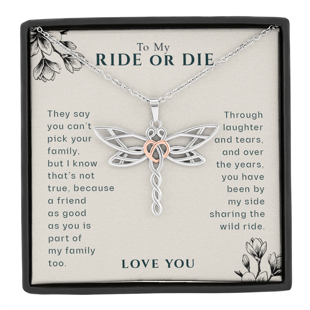 To My Ride Or Die Best Friend Dragonfly Necklace | Best Friend Necklace, Best Friends Forever