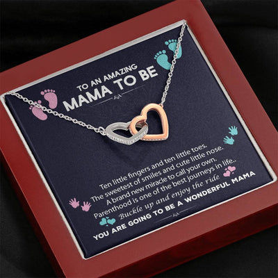 To An Amazing Mama To Be Interlocked Heart Necklace | Baby Shower Gift For New Mom | First Time Mom Gift