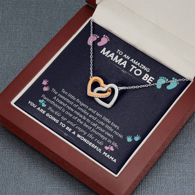 To An Amazing Mama To Be Interlocked Heart Necklace | Baby Shower Gift For New Mom | First Time Mom Gift