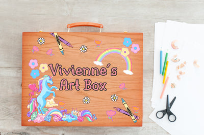 Personalized Unicorn Art Supply Box, Custom Name Art Activity Case, Girls Art Box, Kids School Supply Box, Cute Birthday Gift for Girls