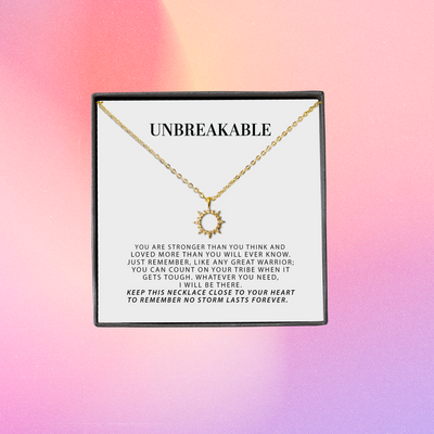 Unbreakable Strength Sun Necklace | Motivational Sun Pendant | Care Package Active